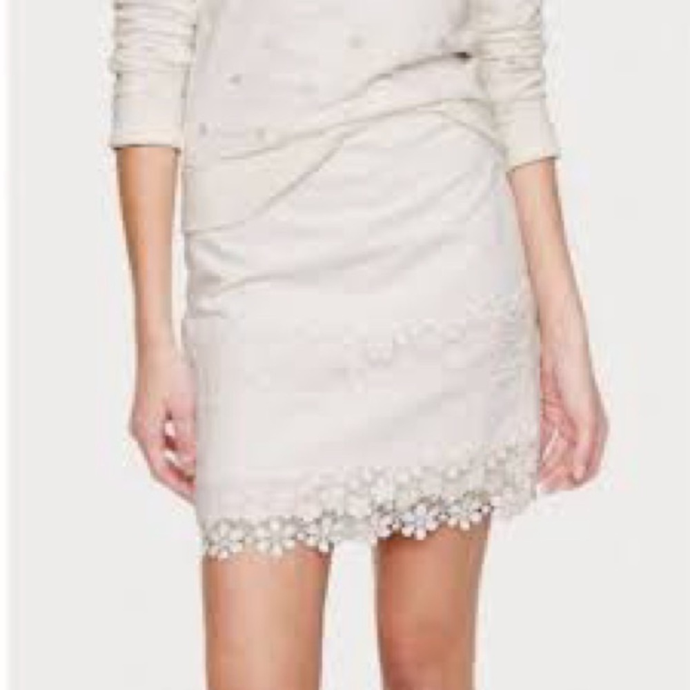 J. Crew Cream Floral Lace Mini Skirt. Size 6